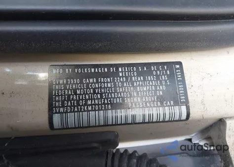 2019 Volkswagen Beetle 2.0T Final Edition Se/2.0T Final Edition Sel/2.0T S z USA, uszkodzony, nr VIN 3VWFD7AT2KM701216